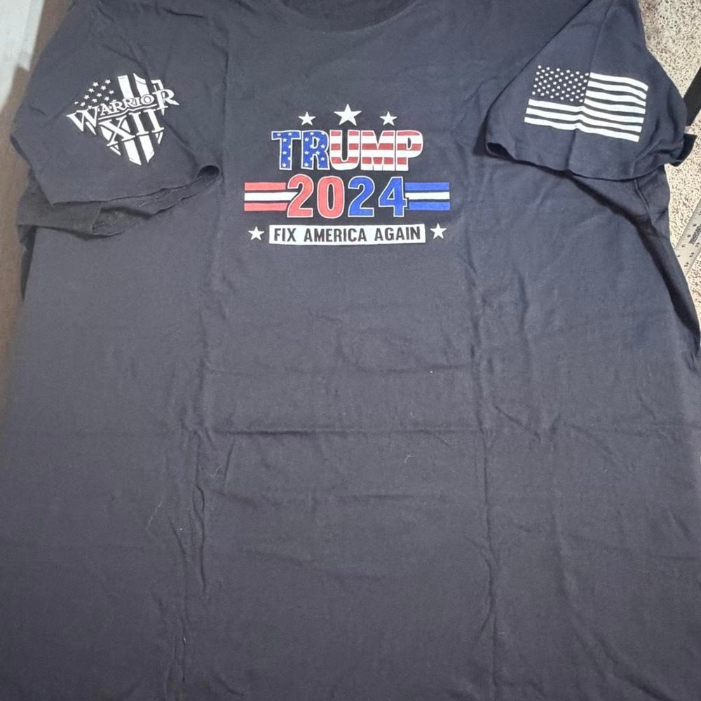 Warrior XII Trump 2024 Fix America Again Graphic T-Shirt Navy Blue 3XL